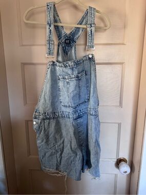 GAP Light Blue Denim Short Overalls Romper